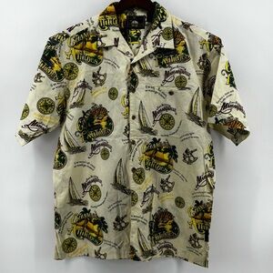 Jimmy Buffet Margaritaville Multicolor Short Sleeve Graphic Button Down Shirt Si